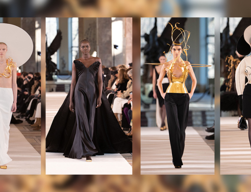 Μοντέλα στην επίδειξη μόδας Schiaparelli στο Παρίσι