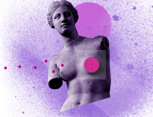 άγαλμα με κομμένο στήθος και νέο ανανεωμέο 