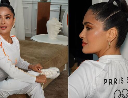 Η Σάλμα Χάγιεκ στο Παρίσι για τους Ολυμπιακούς Αγώνες 2024 - Συμμετέχει ως λαμπαδηδρόμος στη μεταφορά της Ολυμπιακής φλόγας πριν την τελετή έναρξης. 