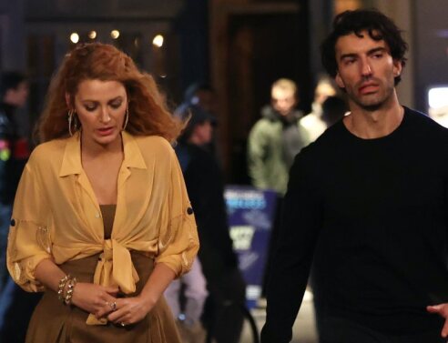 Η Μπλέικ Λάιβλι στα γυρίσματα με τον Τζάστιν Μπαλντόνι 