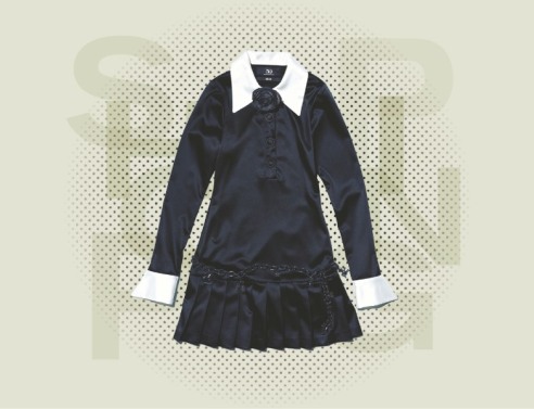 Μακρυμάνικο φόρεμα με πλισέ μίνι φούστα