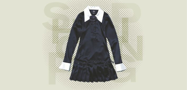 Μακρυμάνικο φόρεμα με πλισέ μίνι φούστα