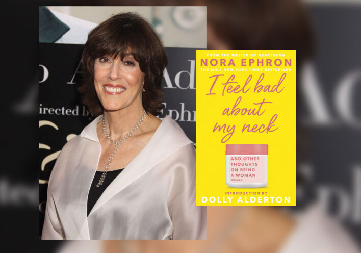 Η δημοσιογράφος Νόρα Έφρον και το εξώφυλλο του βιβλίου της «Νιώθω άσχημα για το λαιμό μου»