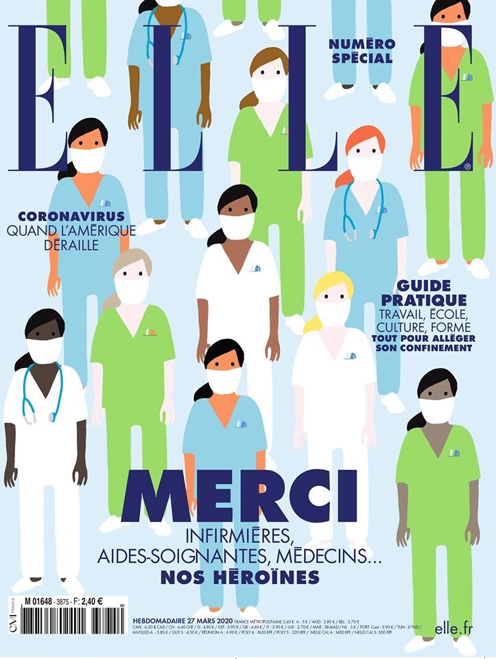 To εξώφυλλο του περιοδικού Εlle France τιμάει τους γιατρούς και νοσοκόμους.