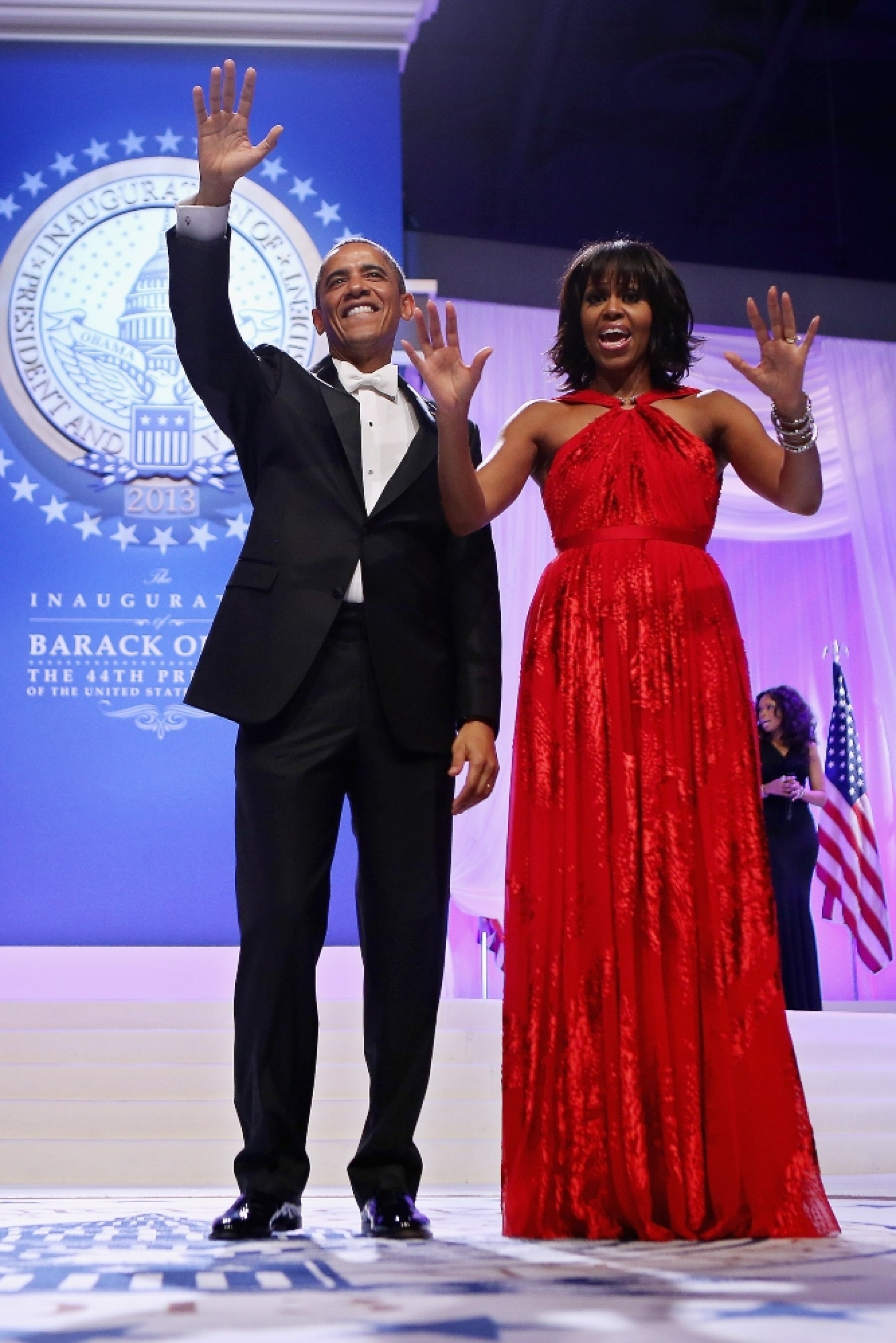 Η Μισέλ Ομπάμα στο πάρτι της δεύτερης ορκομωσίας του Μπαράκ Ομπάα με φόρεμα Τζέισον Γου © Chip Somodevilla/Getty Images