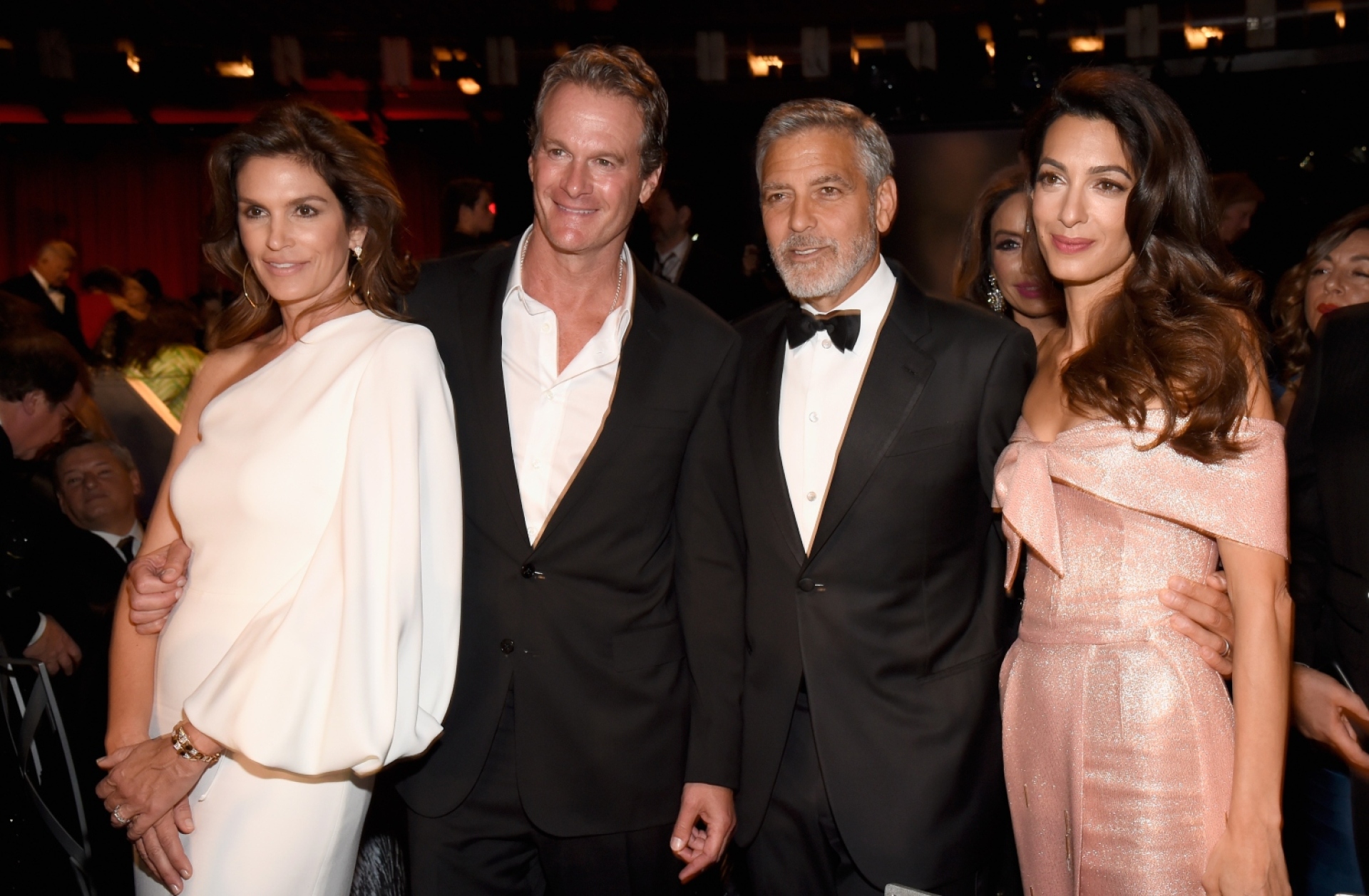 Cindy Crawford Rande Gerber,  George Clooney, Amal Clooney (Photo by Kevin Mazur/Getty Images for Turner)