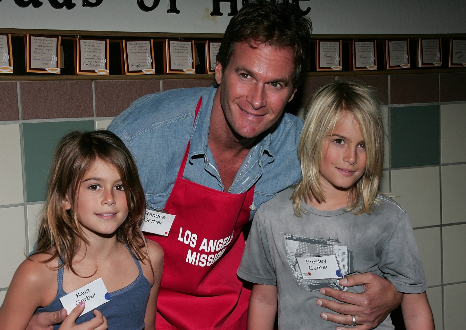 Kaia Gerber, Rande Gerber and Presley Gerber 2008 in Los Angeles (Photo by David Livingston/Getty Images)