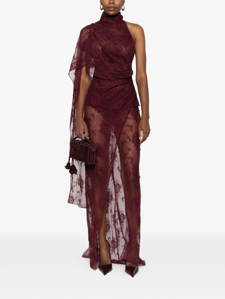 THE ANDAMANE lace-panel draped dress