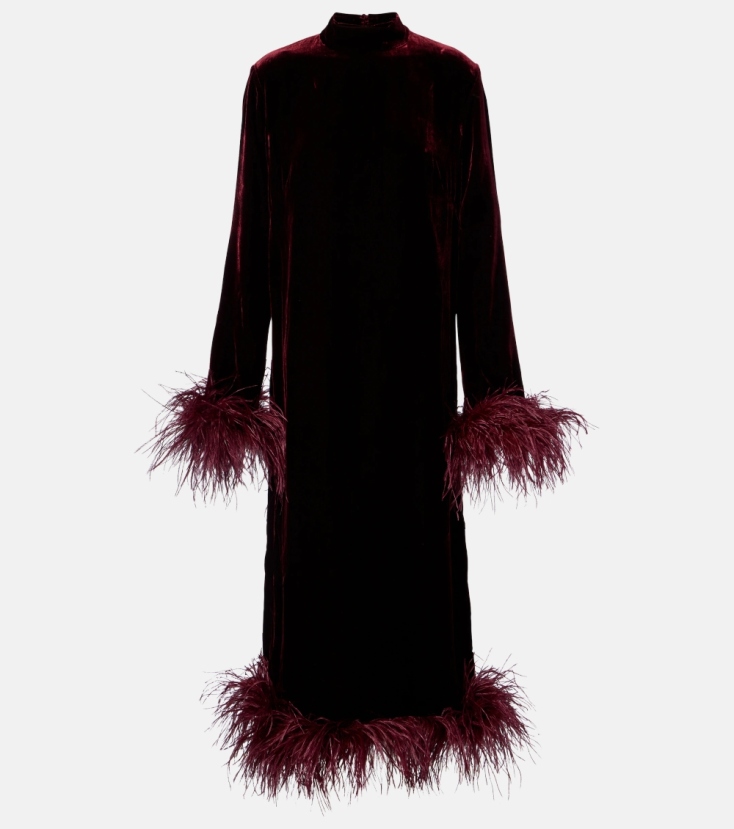 Gina Venti feather-trimmed midi dress