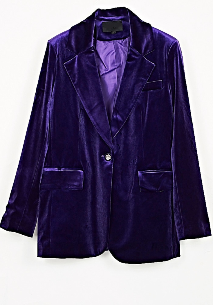 Σακάκι Blazer Boxy Loose Fit Μονόκουμπο Μωβ