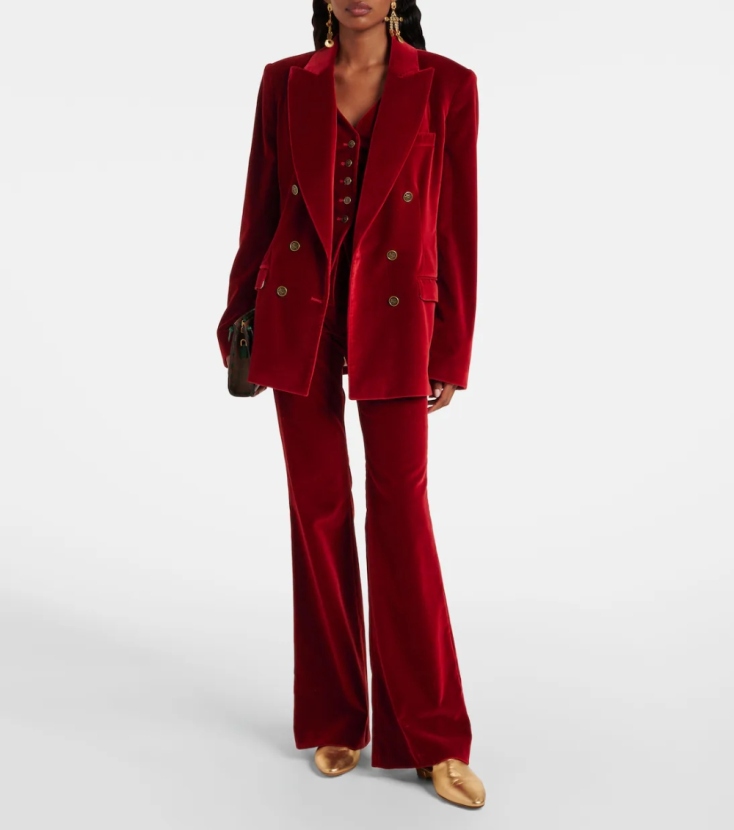 Etro Double-breasted cotton velvet blazer