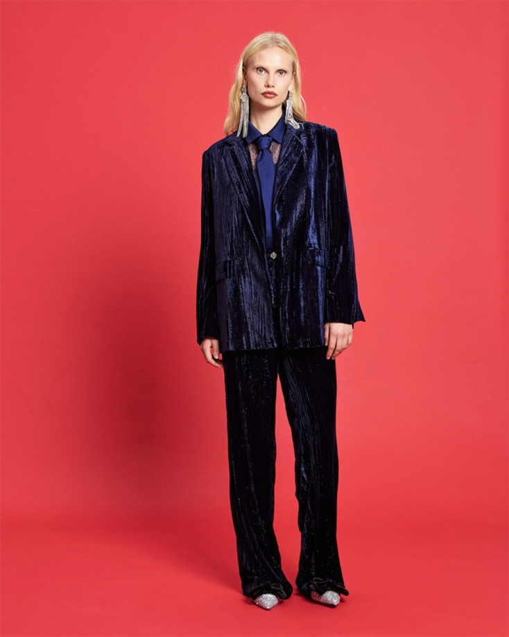 Σακάκι μπλέιζερ βελούδο Passager με γκλίτερ Μπλε