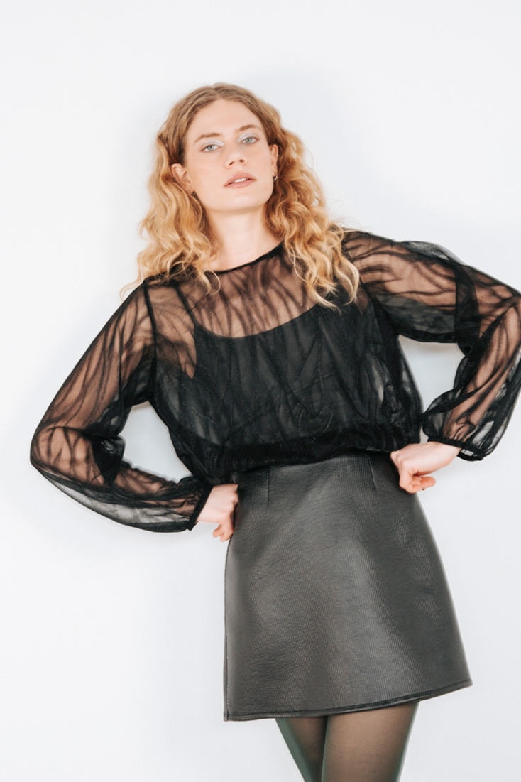 Printed see-through top