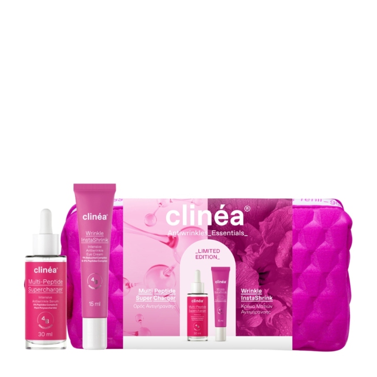 Limited Edition Gift Set Antiwrinkle Essentials Με Νεσεσέρ & Serum Multipeptide Super Charger & Κρέμα Ματιών Wrinkle Instashrink