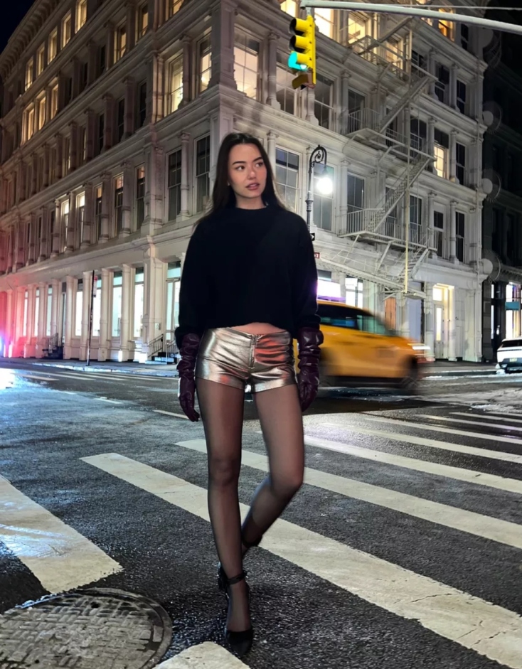 Σορτς με όψη δέρματος μεταλλιζέ