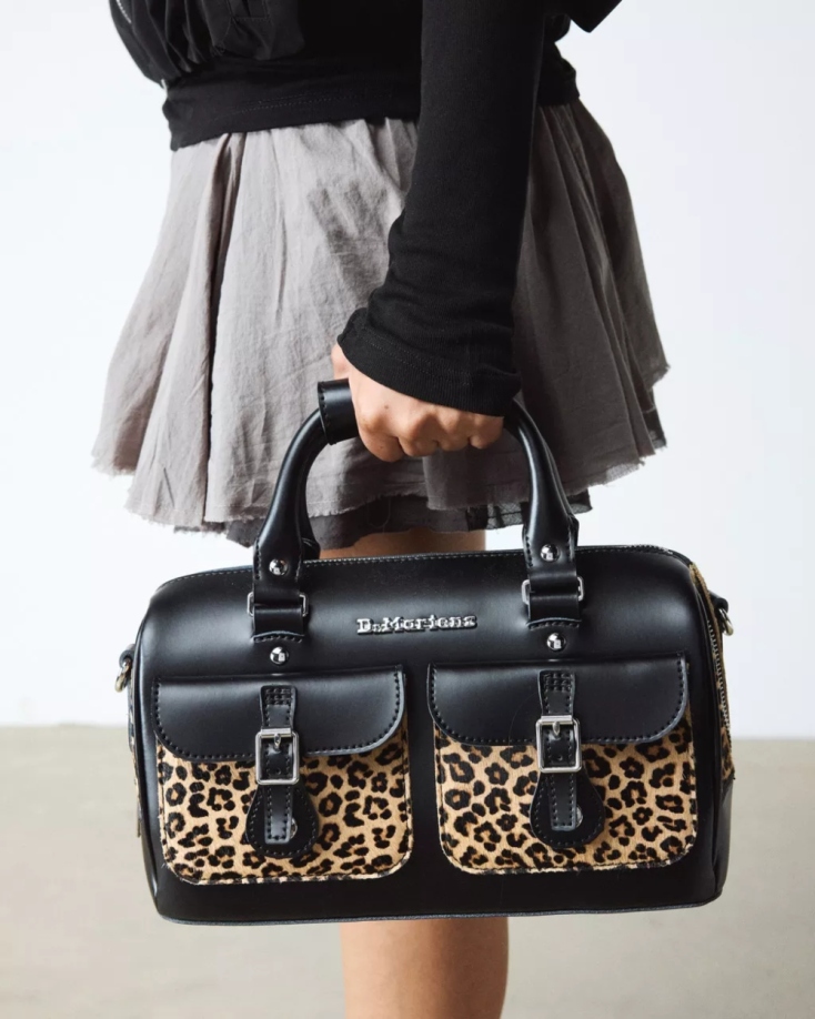 Leopard Print Hair-On Top Handle Bag