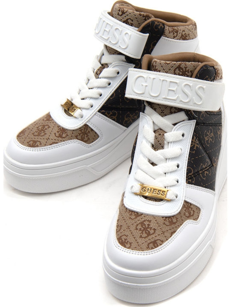 GuessΓυναικεία Flatforms Sneakers Καφέ-λευκό-μπεζ