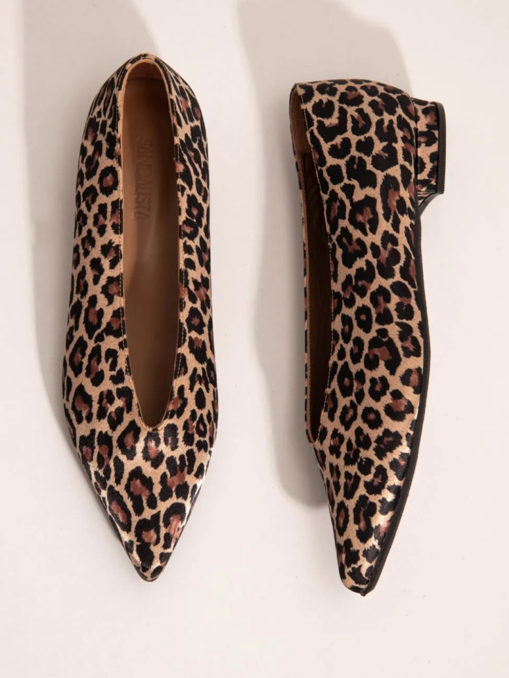 Lionne Leo Γυναικείες Δερμάτινες Μπαλαρίνες Μυτερές Λεοπάρ