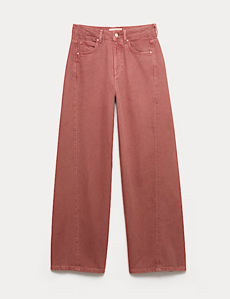 Ψηλόμεσο τζιν με φαρδιά μπατζάκια από σύμμεικτο Lyocell