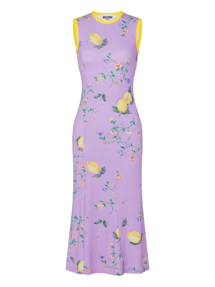 MOSCHINO JEANS floral-print sleeveless midi dress