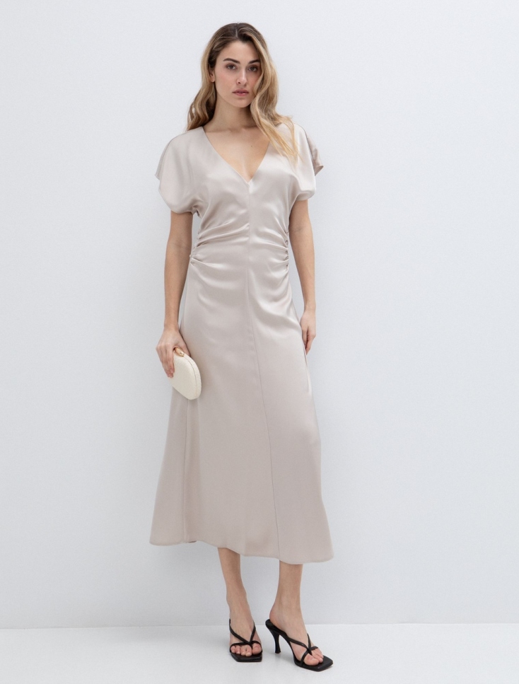 Satin φόρεμα με σούρα