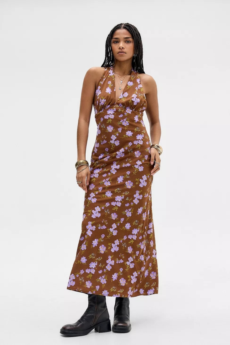 Kiss The Sky Floral Backless Halter Dress