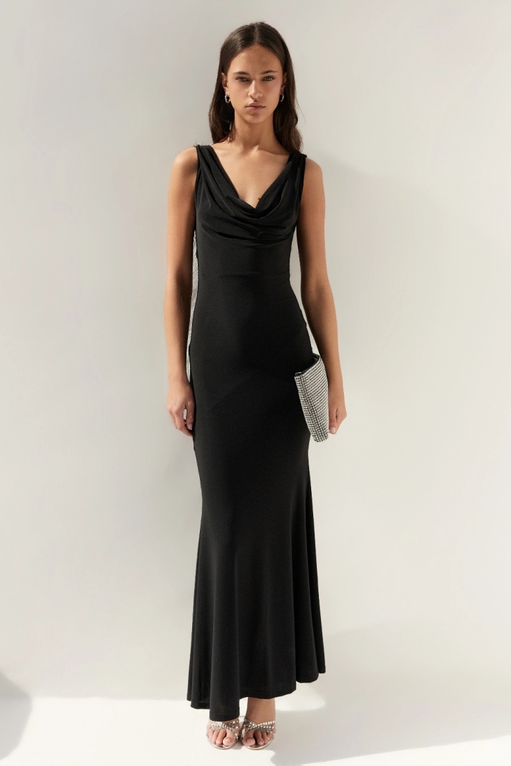 Μάξι ντραπέ φόρεμα - Gold label