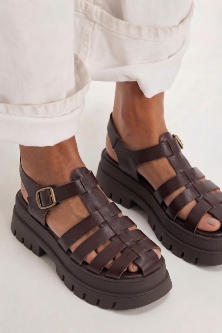 Σανδάλια Flatform με Πολλαπλά Λουράκια