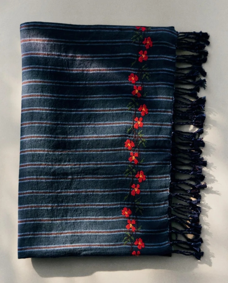 STRIPED AND FLORAL WRAP BEACH TOWEL