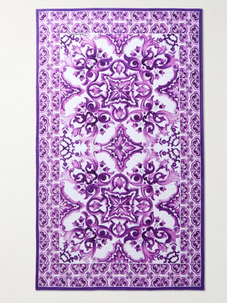 Printed cotton-terry beach towel