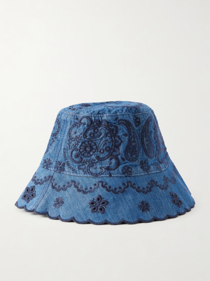 ZIMMERMANN Embroidered denim bucket hat