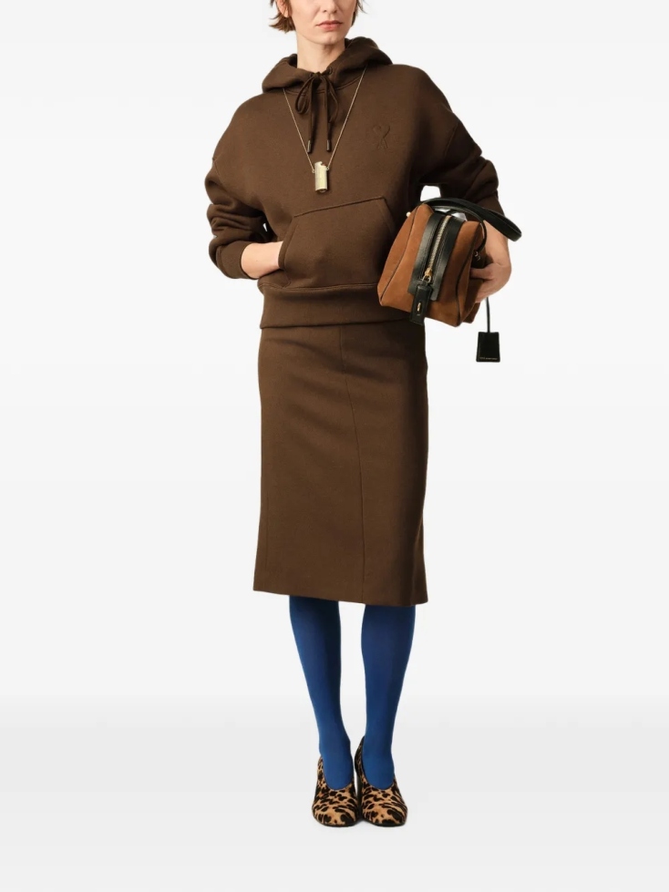 Pencil belted wool skirt