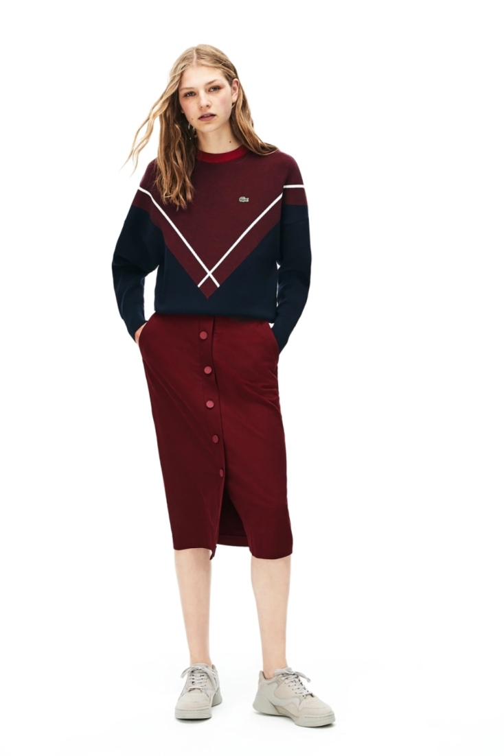 Lacoste γυναικεία pencil φούστα με κουμπιά Buttoned Mid-Length Stretch