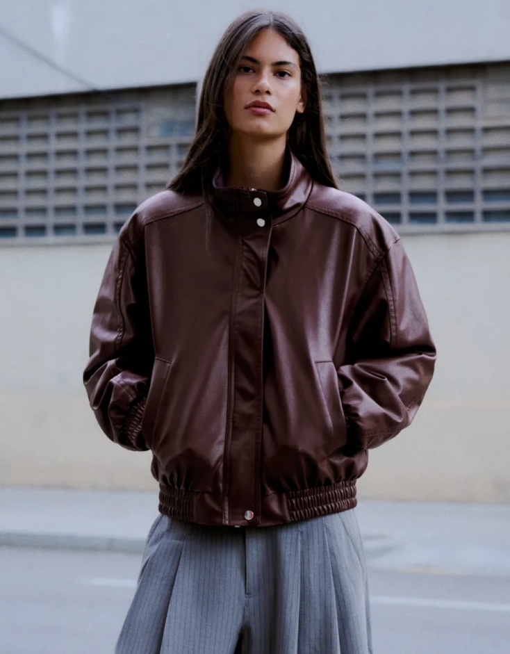 Τζάκετ με όψη δέρματος