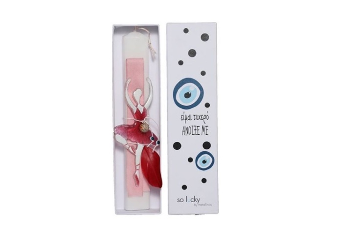 Λαμπάδα με γυάλινο διακοσμητικό-μπαλαρίνα