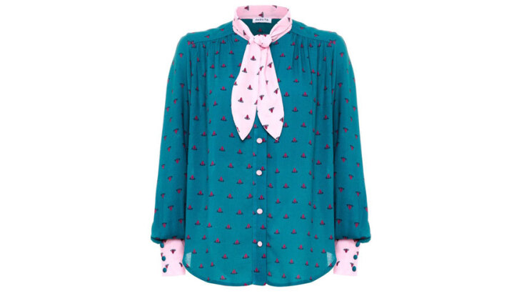 Εμπριμέ πουκάμισο με φιόγκο Paolita