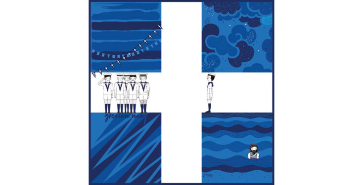 GRECIAN CHIC Μεταξωτό μαντίλι Grecian Flag €180