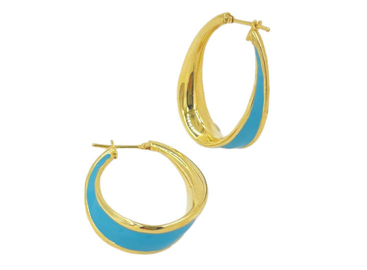 KANAKIS JEWELS Χρυσοί κρίκοι 14 καράτια με τιρκουάζ σμάλτο €790