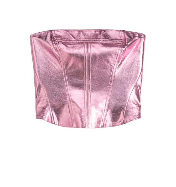 BERSHKA Τοπ μπαντό με όψη δέρματος μεταλλιζέ €17,99