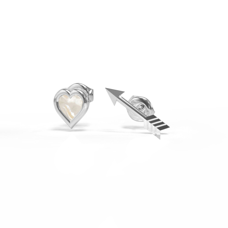 MK FINE JEWELRY Σκουλαρίκια Heart & Arrow ασήμι με φίλντισι €70