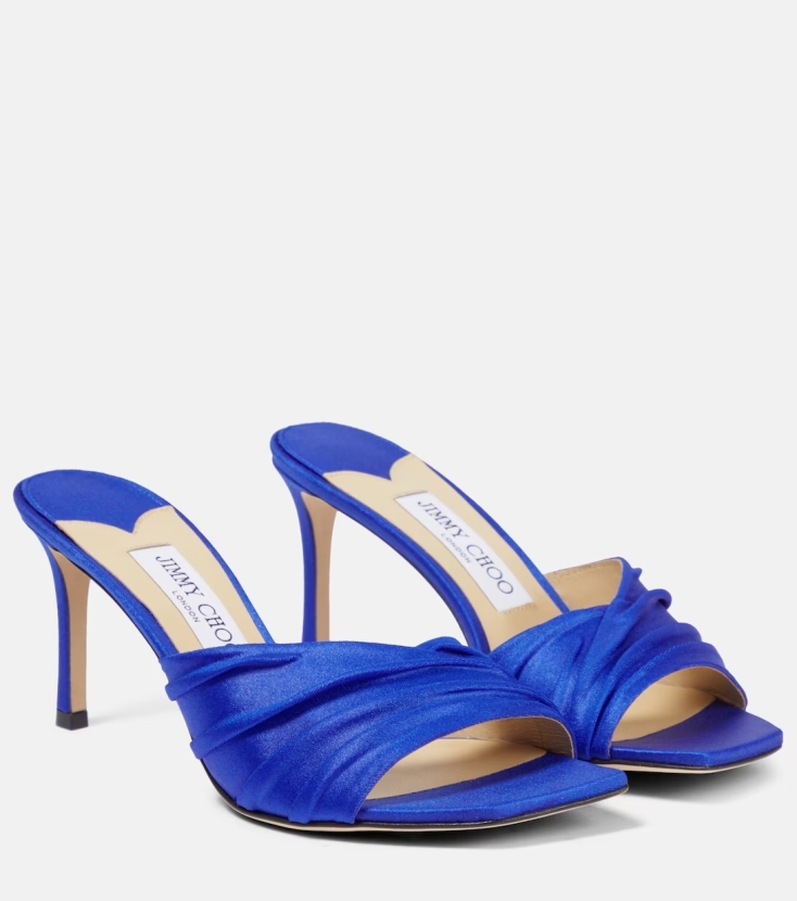 JIMMY CHOO Basil 75 jersey and leather mules