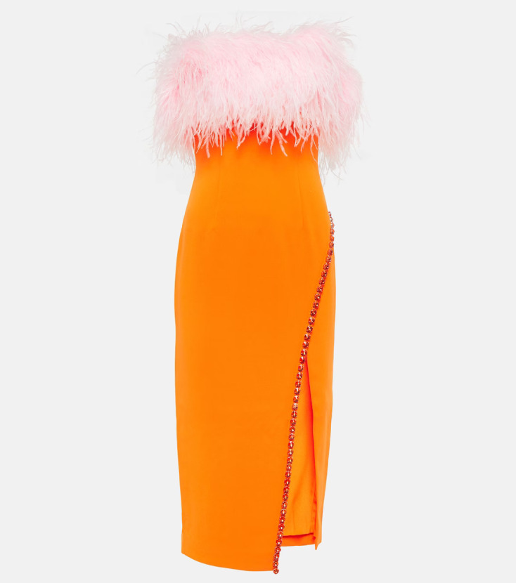 SELF PORTRAIT Κρεπ μίντι φόρεμα με πούπουλα €455