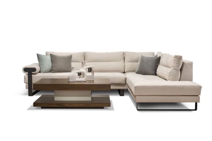 120 Ενωμένα Εργοστάσια Επίπλου: Γωνιακός καναπές Tori με μεταλλικά πόδια