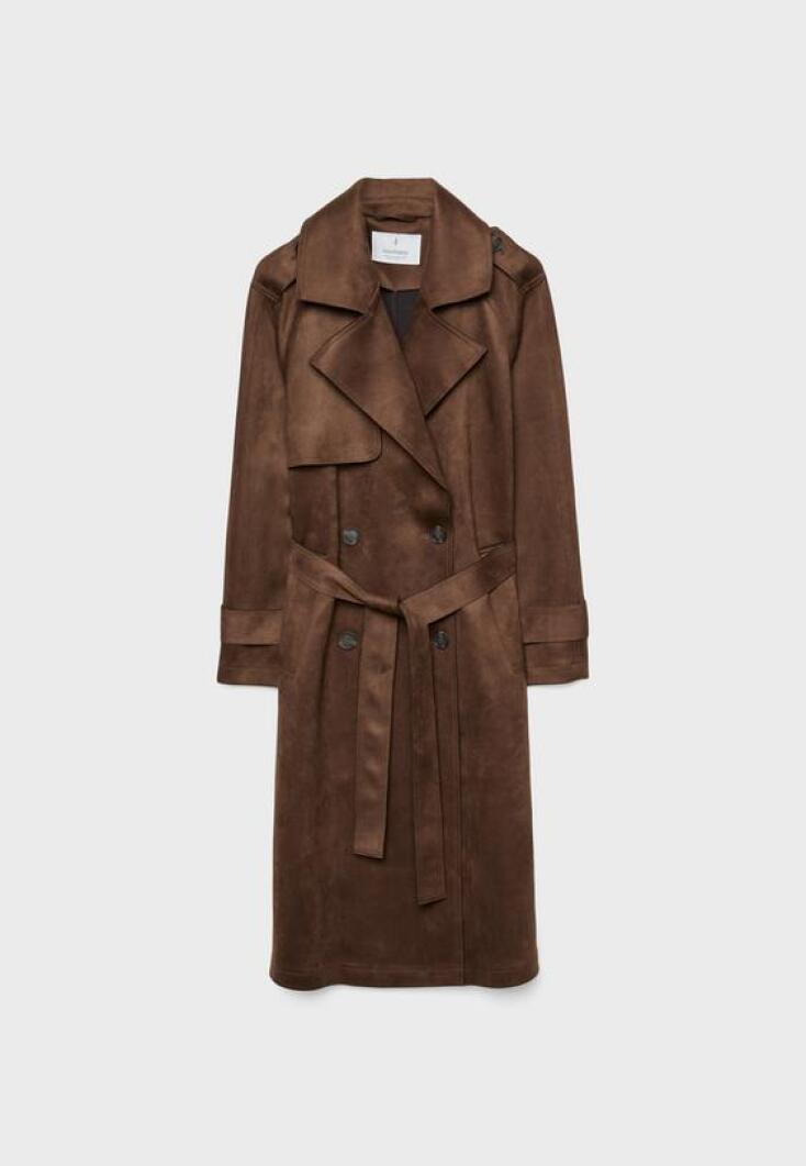 STRADIVARIUS Μακρύ trench παλτό με υφή καστόρι €49,99