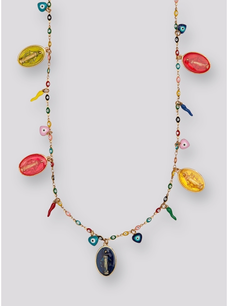 MOSTY Madonna πολύχρωμο μακρύ κολιέ με πιπεριές Ifigenia Loukou €75