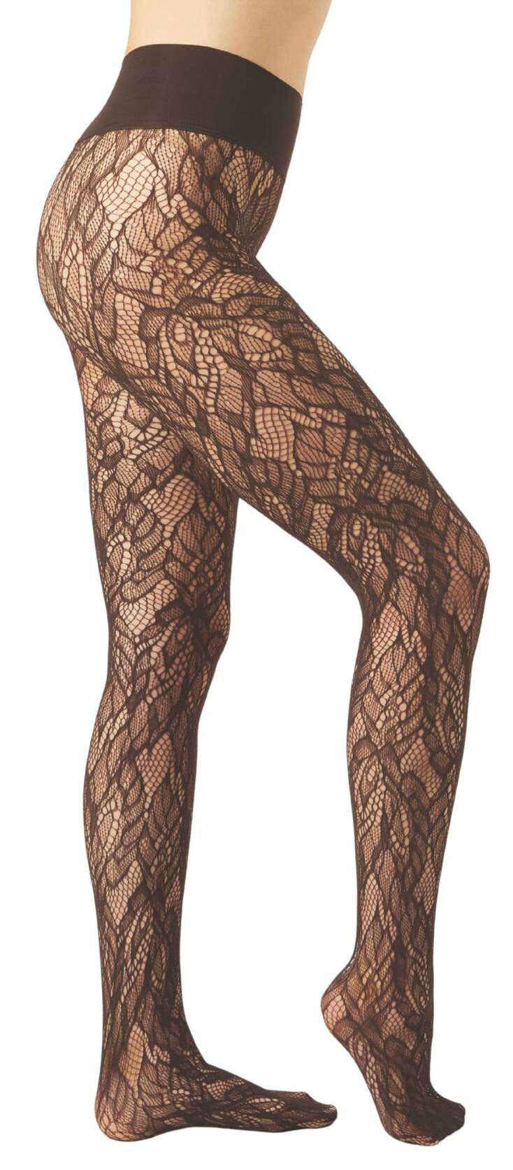 CALZEDONIA Καλσόν με φλοράλ δαντέλα από ελαστικό ύφασμα 