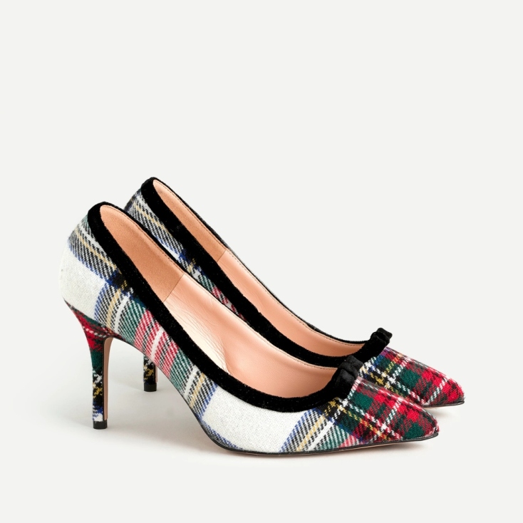 J.Crew Elsie Bow Pumps In Snowy Stewart Tartan €60