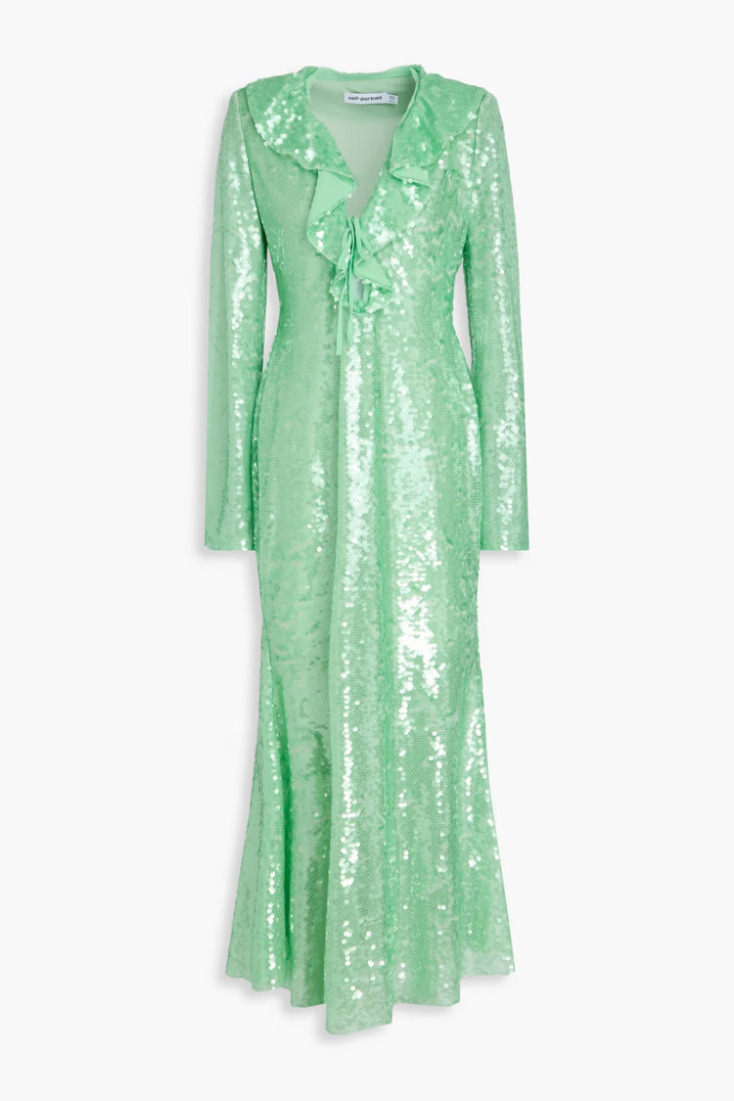 SELF-PORTRAIT Ruffled sequined mesh midi dress €287 από €574