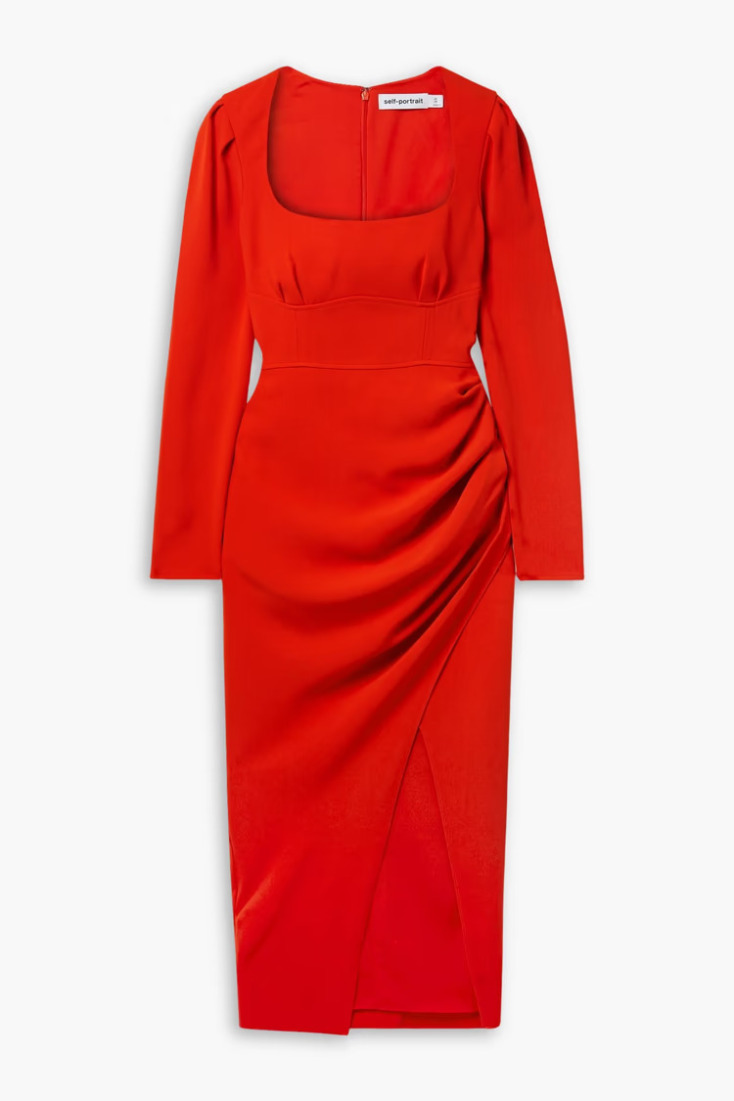 SELF-PORTRAIT Gathered crepe midi dress €138 από €458
