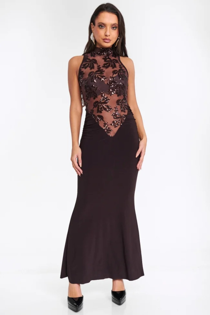 DECORO Φόρεμα maxi με see through και παγιέτα €49,99 